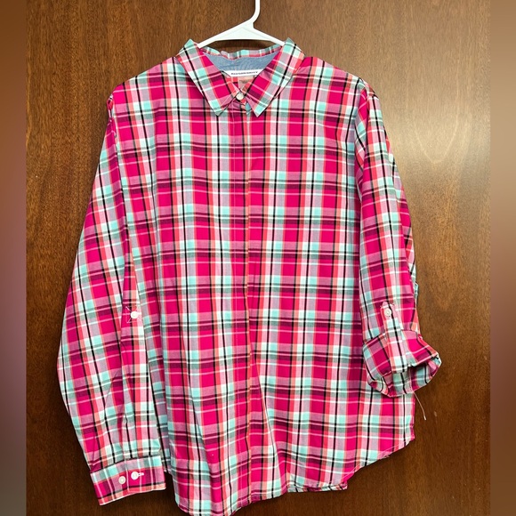 Allison Daley Tops - Allison Daley Plaid Pink Blue NWOT Blouse Size 18